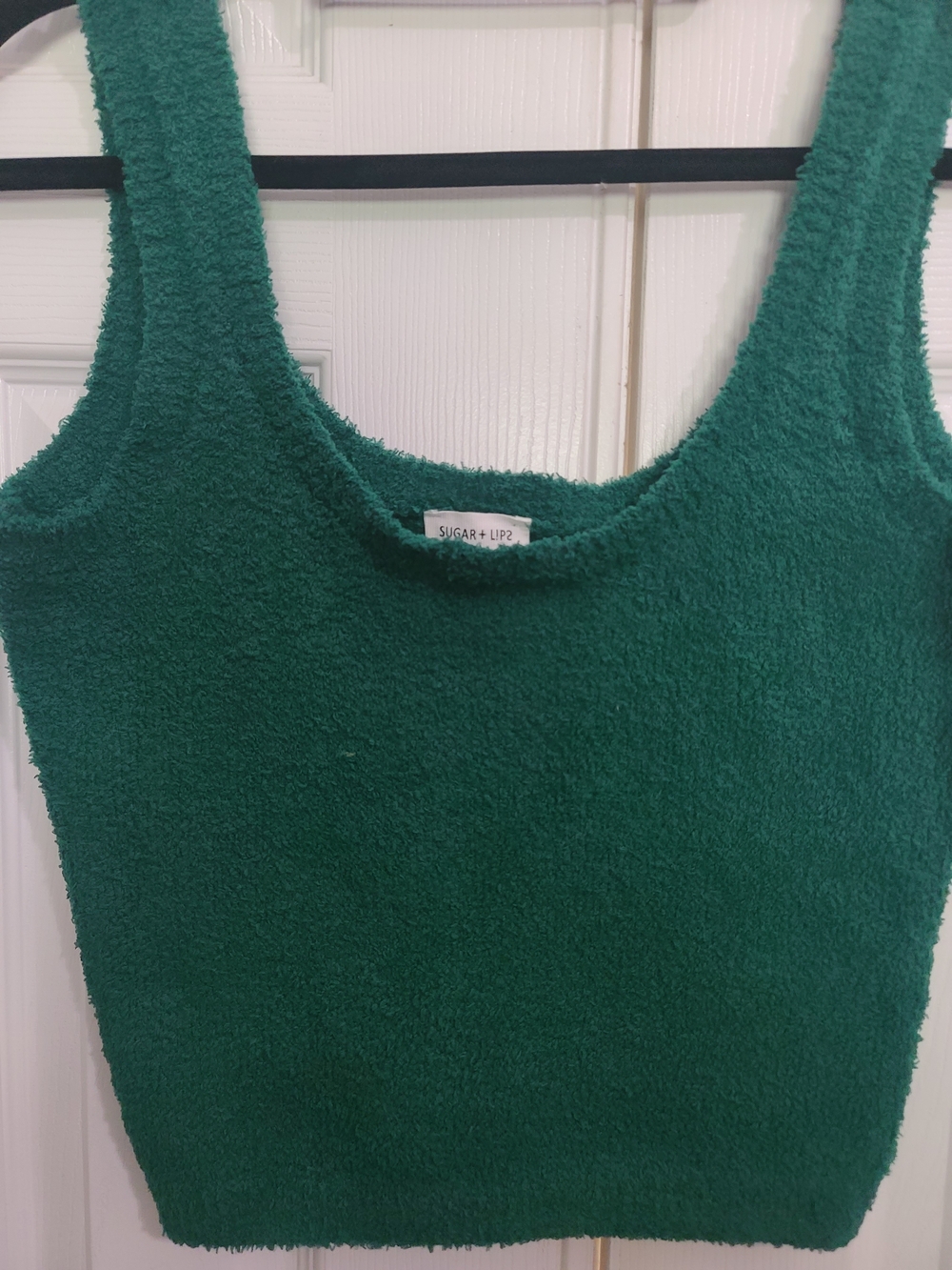 Sugarlips Emerald Green Fuzzy Sweater Tank - Picture 2 of 5